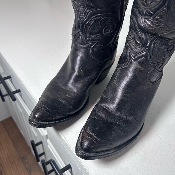 Vintage Tony Lama Gold Label Women’s Black Western Cowboy Boots 6–6.5 USA Made - Picture 3 of 9